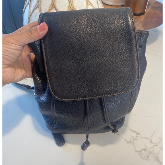 VINTAGE COACH BACKPACK BROWN PEBBLE LEATHER LUXURY SONOMA DRAWSTRING - Picture 4 of 15